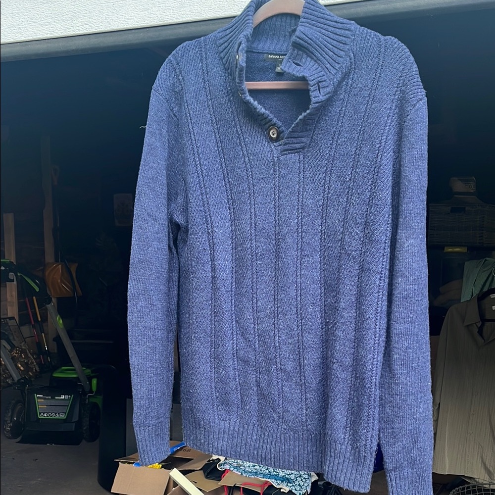 Men's Banana Republic Blue Shawl Collar Knit Sweater ⭐️⭐️⭐️⭐️⭐️